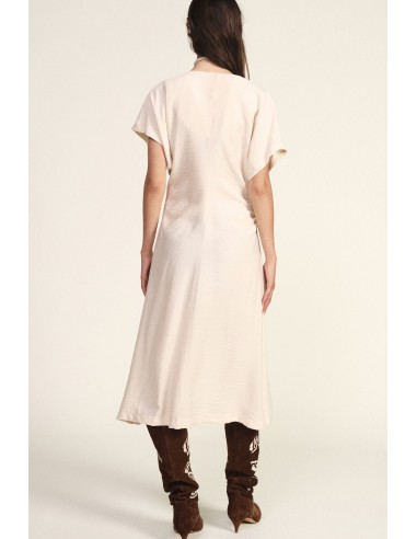 Vestido Midi com Drapeado Lateral e Decote em V Dixie