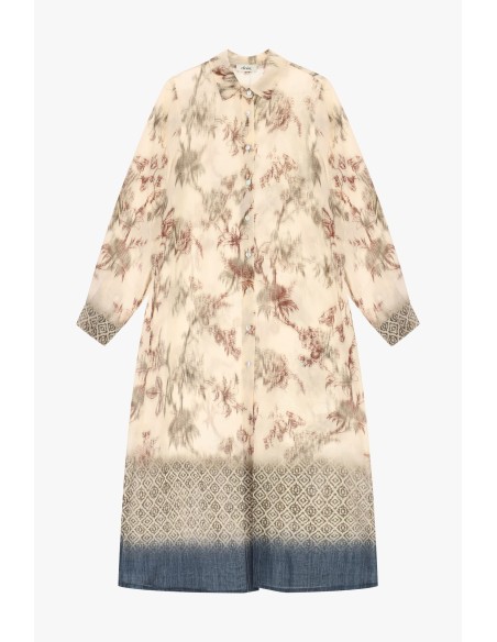 Vestido longo estampado floral com botões frontais Dixie