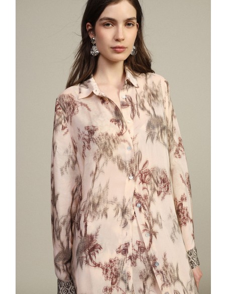 Vestido Longo Estampado Floral Com Botões Frontais Dixie