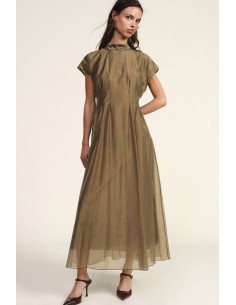 Vestido midi evasé com laço no pescoço Dixie