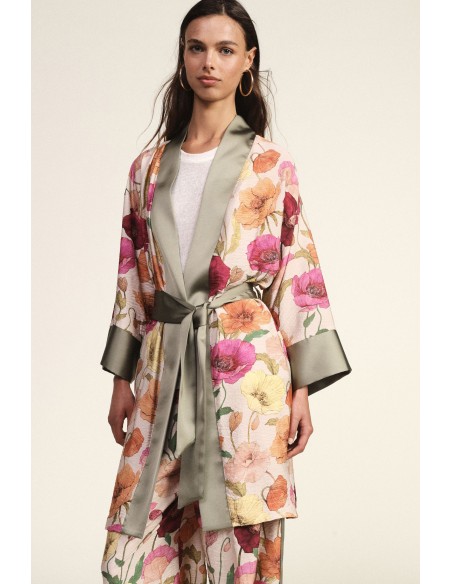 Casaco Leve Estampado Floral Com Cinto Dixie
