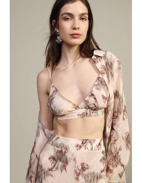 Top A Triangolo Stampa Botanica Con Spalline Sottili Dixie - Vestit...