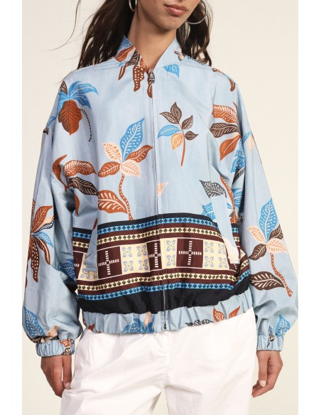 Bomber com Estampa Floral e Barra Elástica Dixie