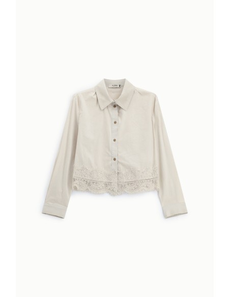 Camisa Curta Com Botões E Borda Em Renda Please