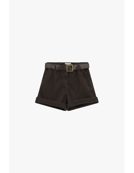 Shorts de Corte Regular com Cinto e Barra Virada Please