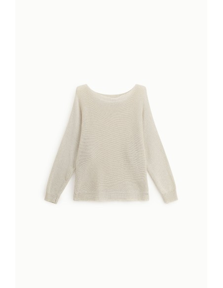 Camisola de gola redonda com pontos vazados e corte solto Please