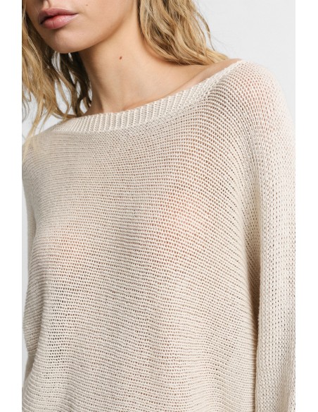 Camisola de gola redonda com ponto aberto e caimento macio Please