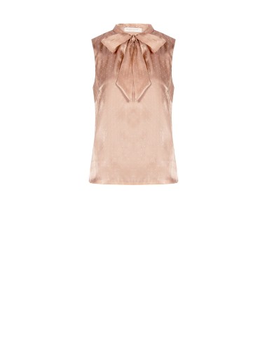 Blusa acinturada ampla em cetim laminado com strass Rinascimento