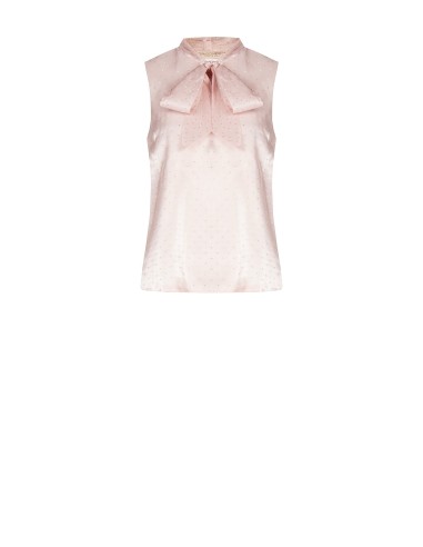 Blusa ampla cinturada em cetim laminado com strass Rinascimento