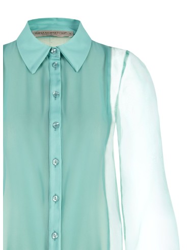 Camisa Em Organza Com Mangas Amplas Rinascimento