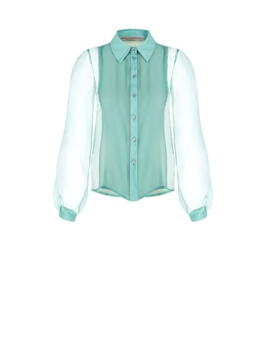 Camisa em organza com mangas amplas Rinascimento