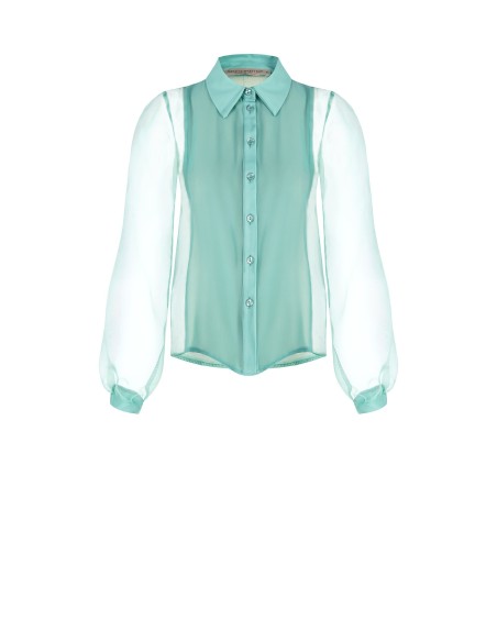 Camisa em organza com mangas amplas Rinascimento