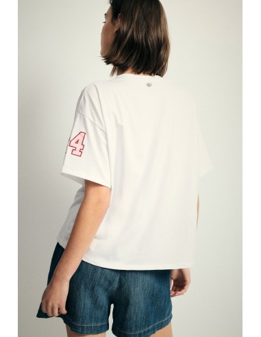 T-shirt ampla com estampa frontal e manga Please