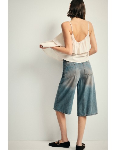 Jeans cinco bolsos perna larga cropped Please