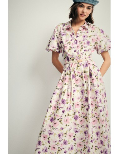 Vestito Lungo Con Stampa Floreale E Cintura Please - Vestiti Firmat...