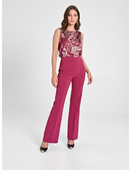 Calças Boca De Sino Em Tecido Técnico Com Fecho Lateral Rinascimento - Vestiti Firmati Life Smiles