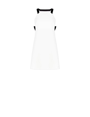 Vestido curto bicolor em tecido técnico com laço na parte de trás Rinascimento