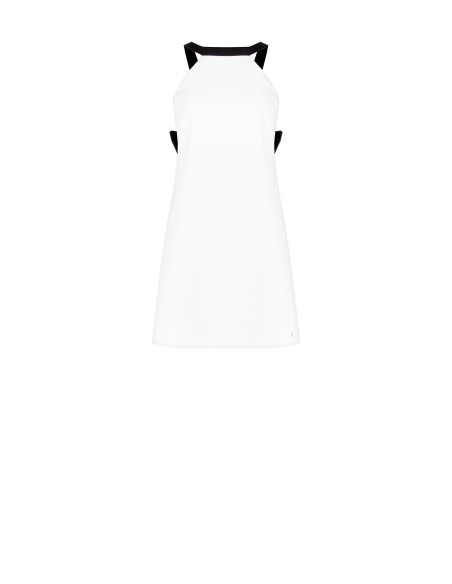 Vestido curto bicolor em tecido técnico com laço na parte de trás Rinascimento