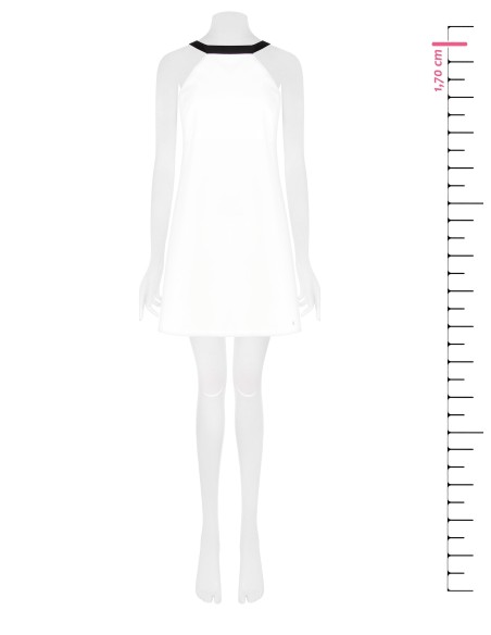 Vestido curto bicolor em tecido técnico com laço nas costas Rinascimento