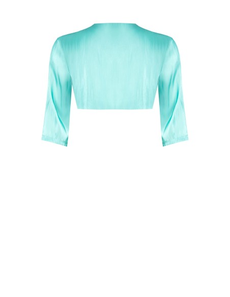 Bolero/Cobertura para os Ombros em Cetim com Flor e Strass Rinascimento Curvy