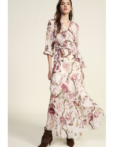 Vestido longo com estampa floral e folhos Dixie