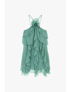 Vestido Curto com Folhos e Alças Finas Dixie 2