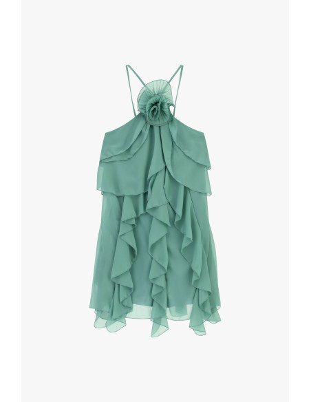 Vestido Curto Com Folhos E Alças Finas Dixie