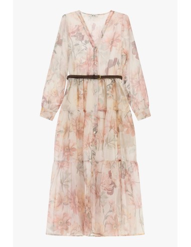 Vestido Longo Floral Com Cinto Trançado Dixie