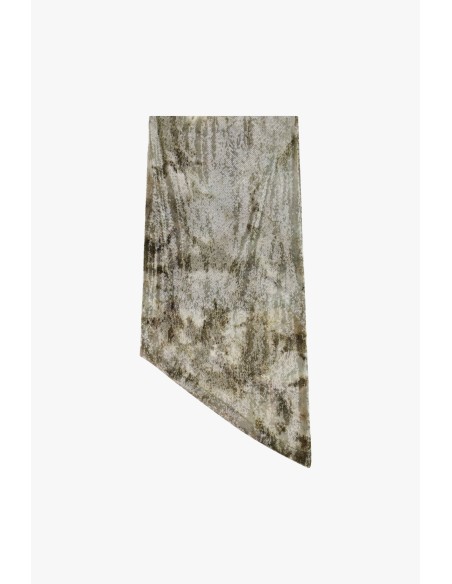 Saia Midi Assimétrica Com Estampado Efeito Marmorizado Dixie