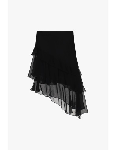Saia Assimétrica com Folhos de Duas Camadas Dixie