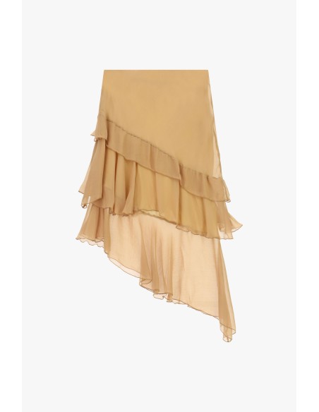 Saia Assimétrica com Folhos de Duas Camadas Dixie