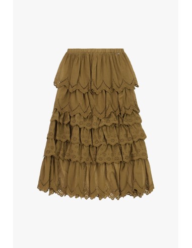 Saia de folhos com bordados vazados Dixie