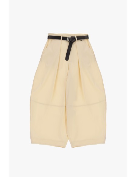 Calças palazzo cropped com cinto e pregas Dixie