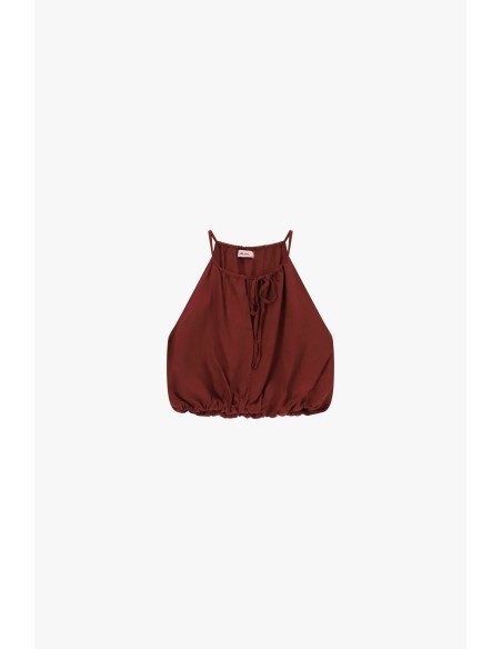 Top Cropped Com Alças Finas E Barra Franzida Dixie
