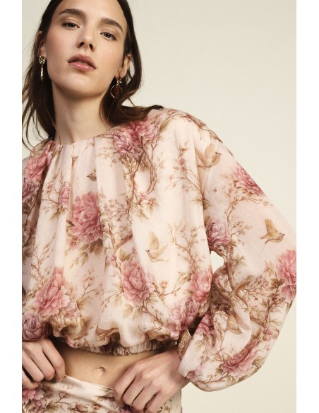 Top com mangas compridas e estampado floral Dixie