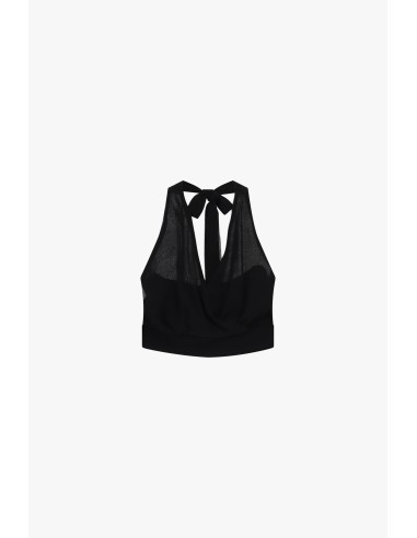 Top Curto com Decote Halter e Laço Dixie