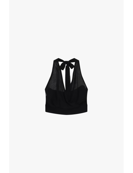 Top Curto com Decote Halter e Laço Dixie
