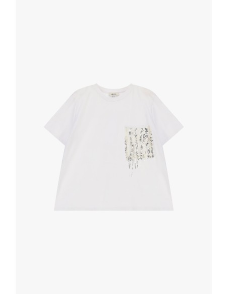T-shirt de mangas curtas com bolso e lantejoulas Dixie
