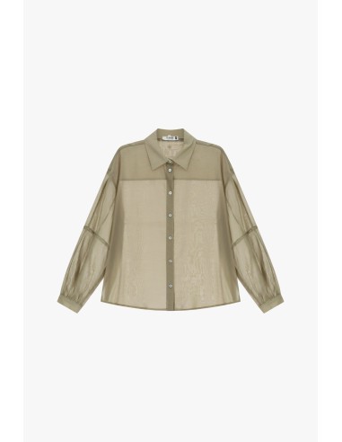 Camisa Oversize Transparente com Colarinho Clássico Please