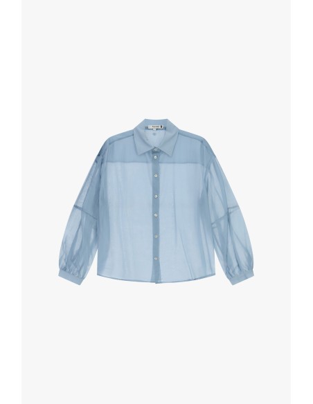 Camisa Oversize Transparente Com Colarinho Clássico Please