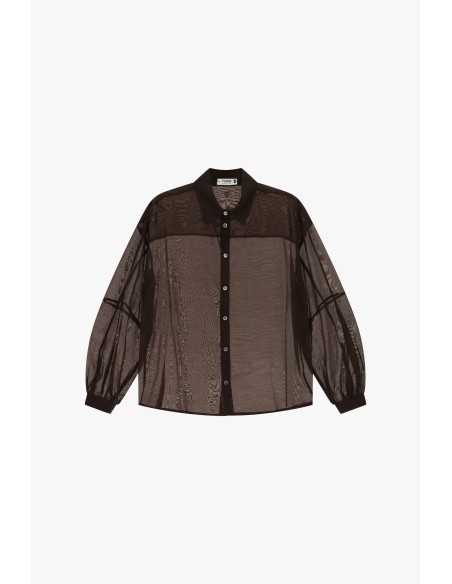 Camisa Oversize Transparente Com Colarinho Clássico Please