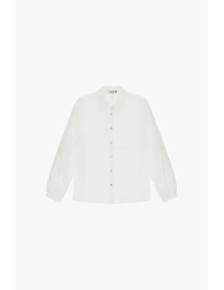 Camisa oversize transparente com colarinho clássico Please