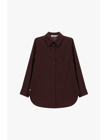Camisa de corte regular com bolso frontal e mangas compridas Please