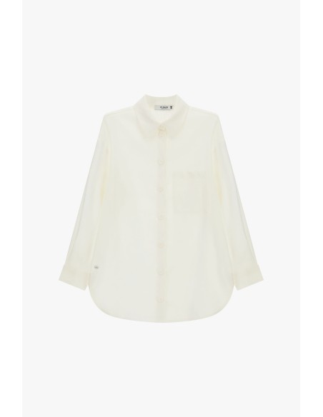 Camisa de corte regular com bolso frontal e mangas compridas Please