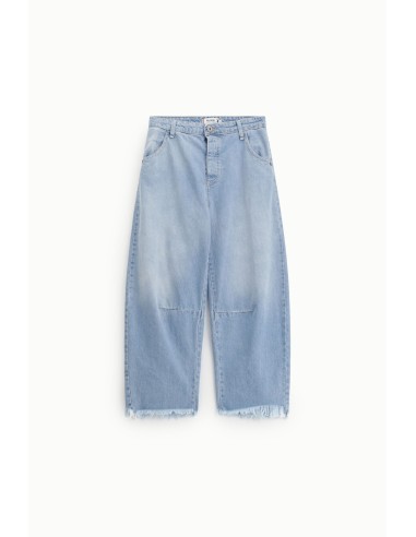 Jeans Balão Fit Cropped com barra desfiada Please