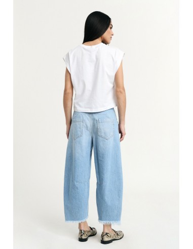 Jeans Balloon Fit Cropped com barra desfiada Please