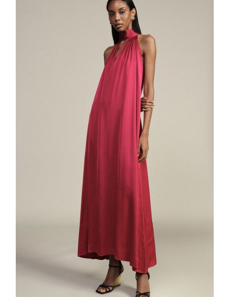 Vestido longo fluido com decote atado Dixie