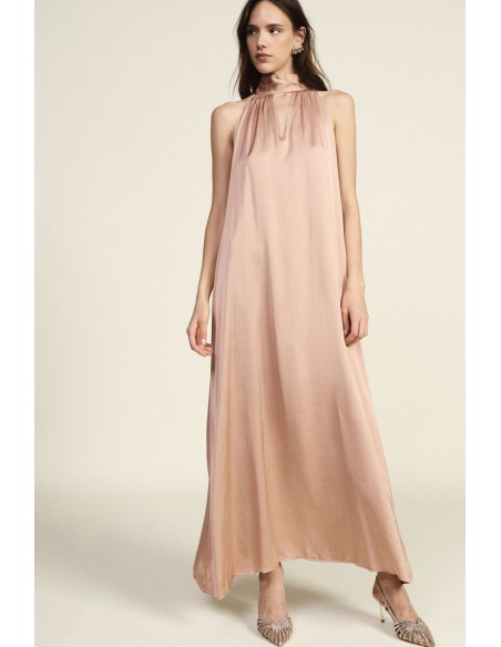 Vestido longo estilo slip com decote amarrado Dixie