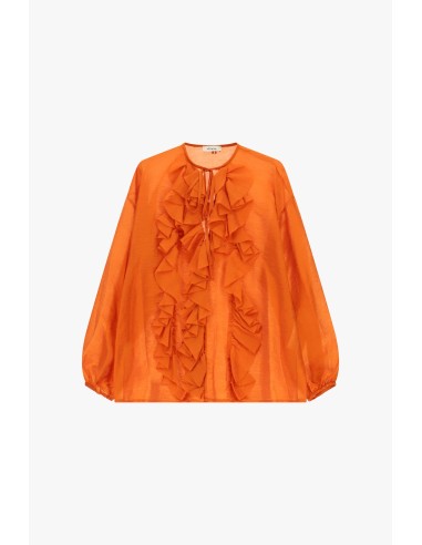 Blusa ampla com mangas compridas e folhos frontais Dixie