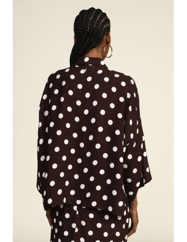 Camisa ampla de bolinhas com mangas tipo kimono Dixie